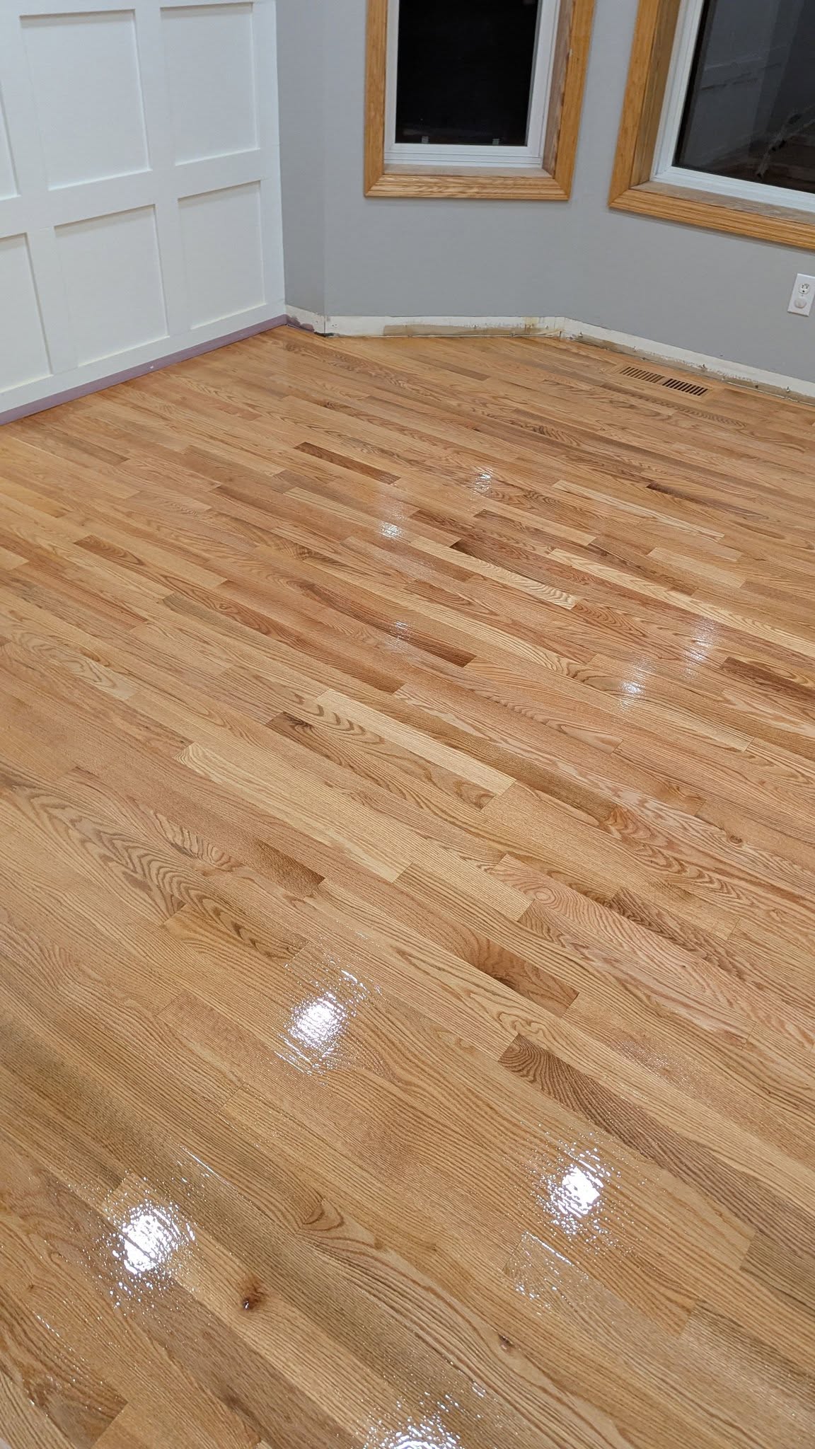 New hardwood flooring installed wall to wall
